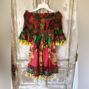 Antica Sartoria Giacomo Cinque Beaded Print Tassel Smocked Top (Dress?) One Size